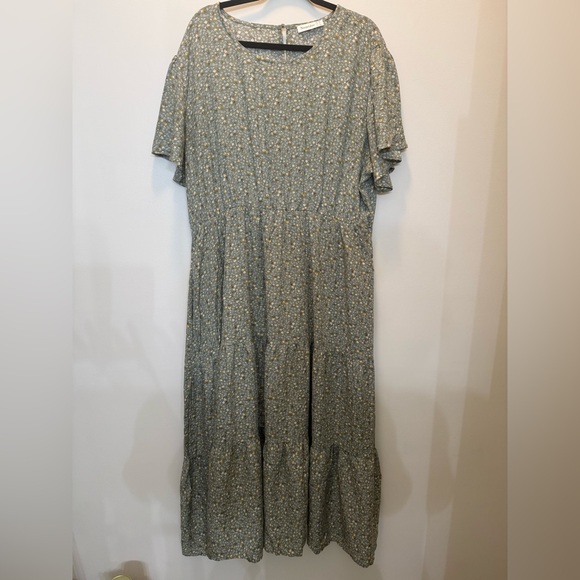 NWOT Nemidor Floral Maxi Dress in Mint Green - Size 22 - Picture 4 of 13